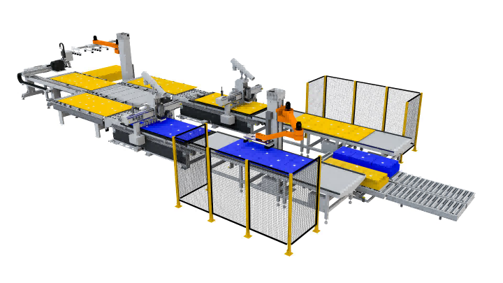 Célula de anidación de excitech con agarre y apilamiento de visión robot de 5 cm.