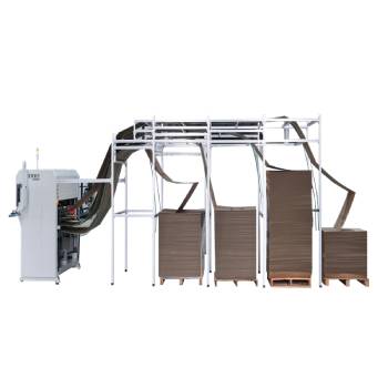 Máquina envasadora y cortadora continua de papel corrugado de cuatro existencias